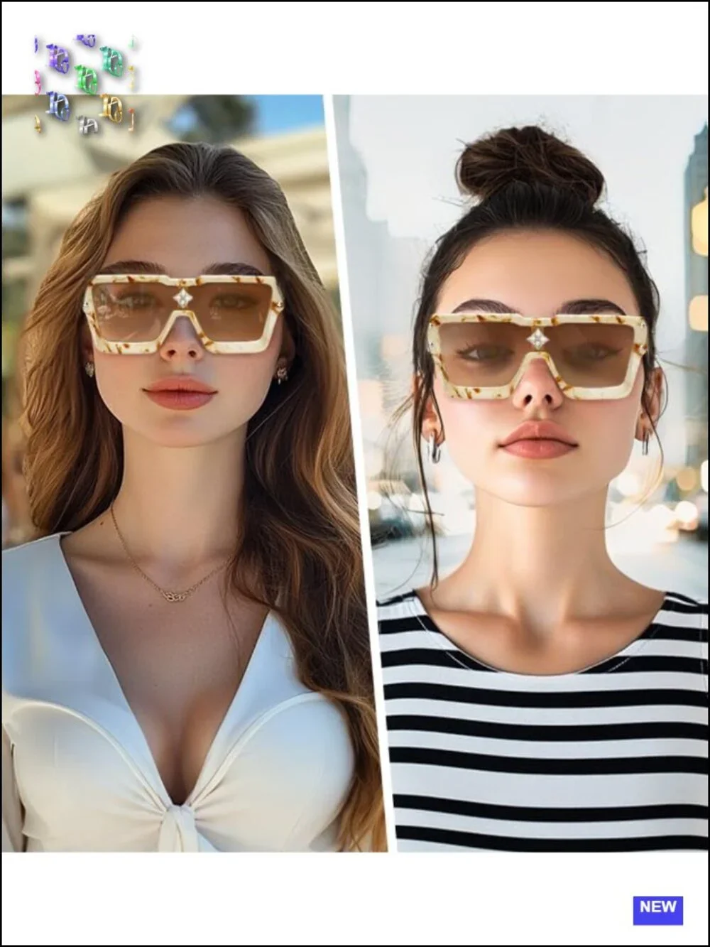 Trendy Rimless Black Metal Sunglasses Oversized Y2K UV Protection Polarized